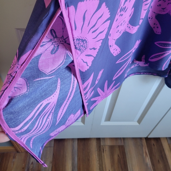 JoySpun Size Large Cheetah Bathing Suit Cover Up Navy & Purple - Picture 4 of 9